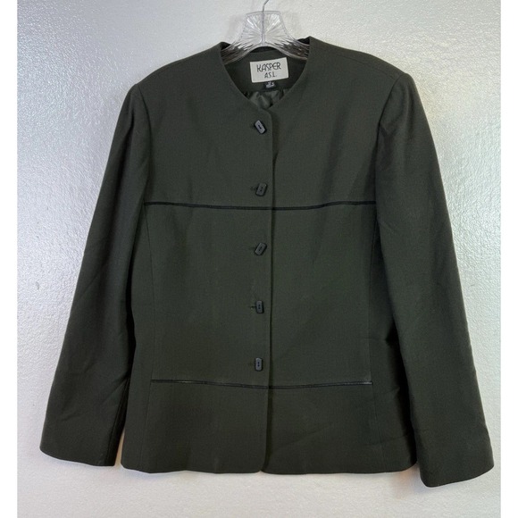 Kasper Jackets & Blazers - Kasper ASL Black Blazer Womens Sz 12 5 Button Wool Jacket Career Office Church